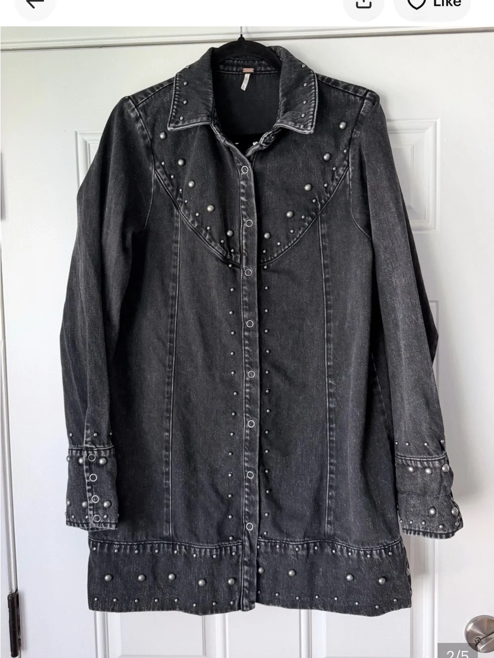 Free People We The Free Bennet Studded Denim Shirt Jacket - Picture 5 of 6